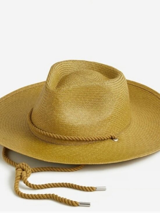 NWT J.CREW Wide Brim Panama Hat with cord Size Small/Medium - Mossy Grove